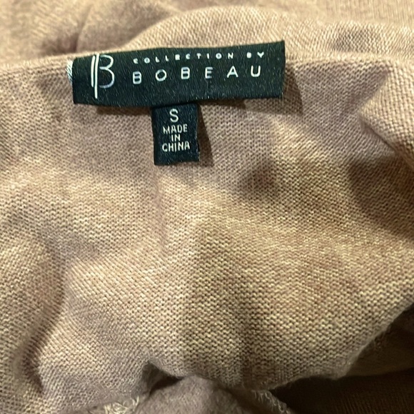 🌻 BOBEAU LIGHTWEIGHT LONG SLEEVE HOODIE V NECK AND TAUPE NUBBY FABRIC SIZE:S - Picture 2 of 12